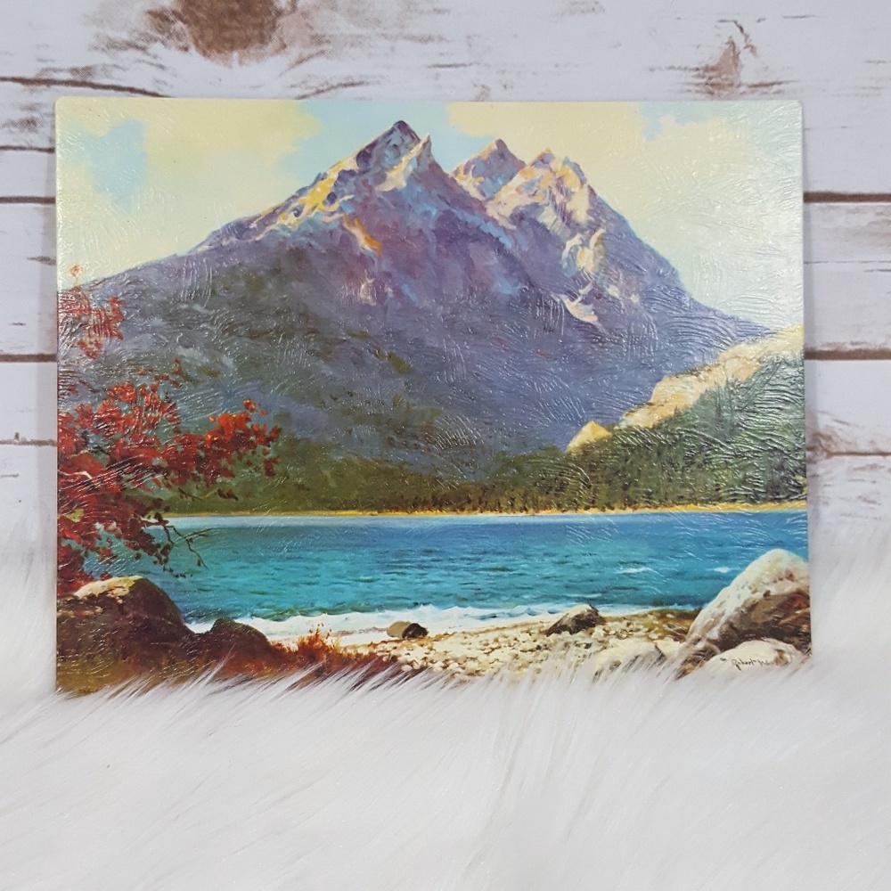 Vintage Robert Wood Lithograph Art Print Tetons